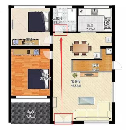 厕所对着大门户型如下该怎么设置厕所门没法改方向