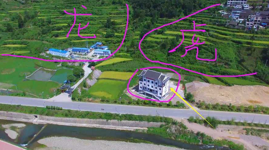 农村建房大门对前面山的什么位置最好